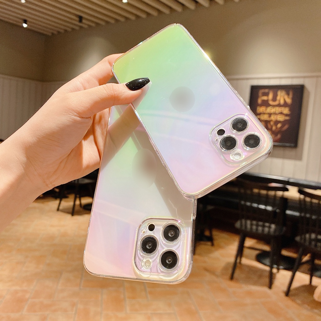 Ốp Điện Thoại Trong Suốt Màu Gradient Cho iPhone 11 pro max X Xr Xs max 7 8 Plus Se 2020 12 13 pro max