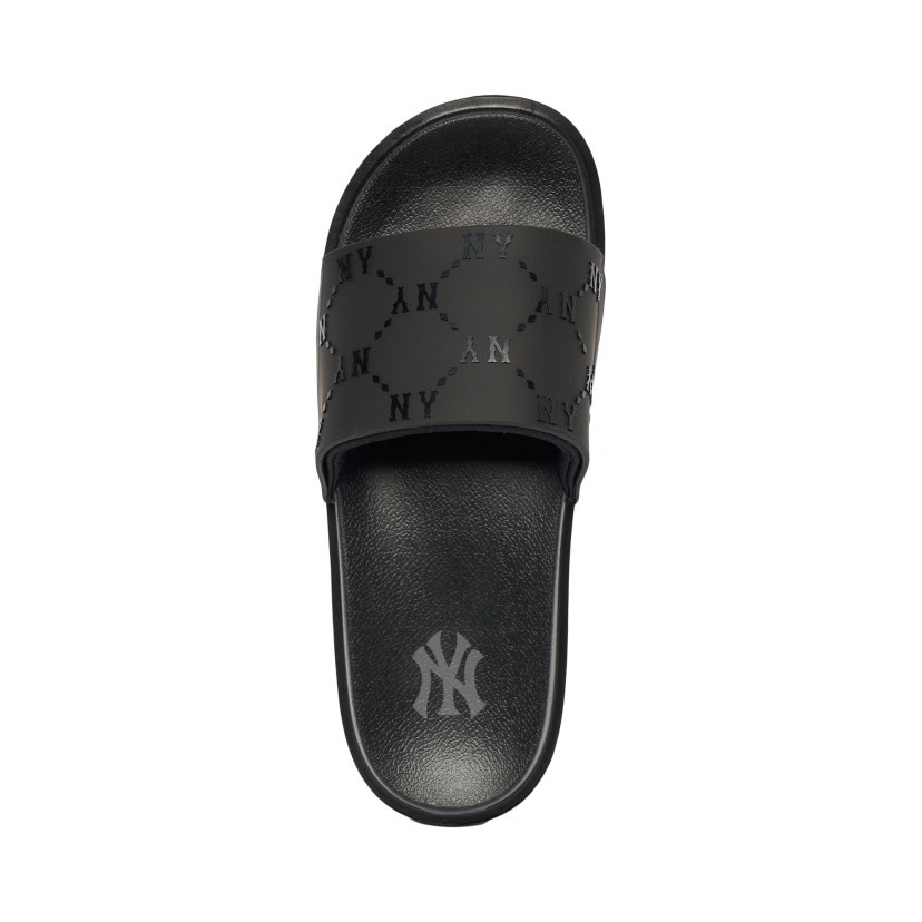 Dép MLB Chunky Mound Dia Monogram CHÍNH HÃNGMLB Mound Dia Monogram New York Yankees All Black Slide - Simple Sneaker