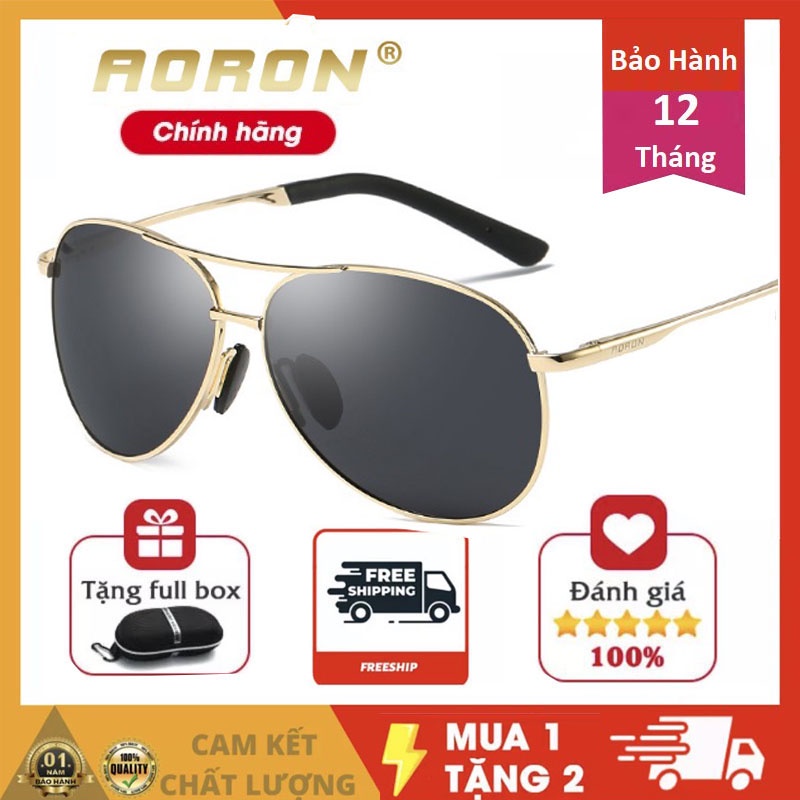 Kính Râm Nam Thời Trang Phân Cực Chống Lóa Aoron 8013 Cao Cấp Kiểu Dáng Phi Công (Bảo Hành 12 tháng)