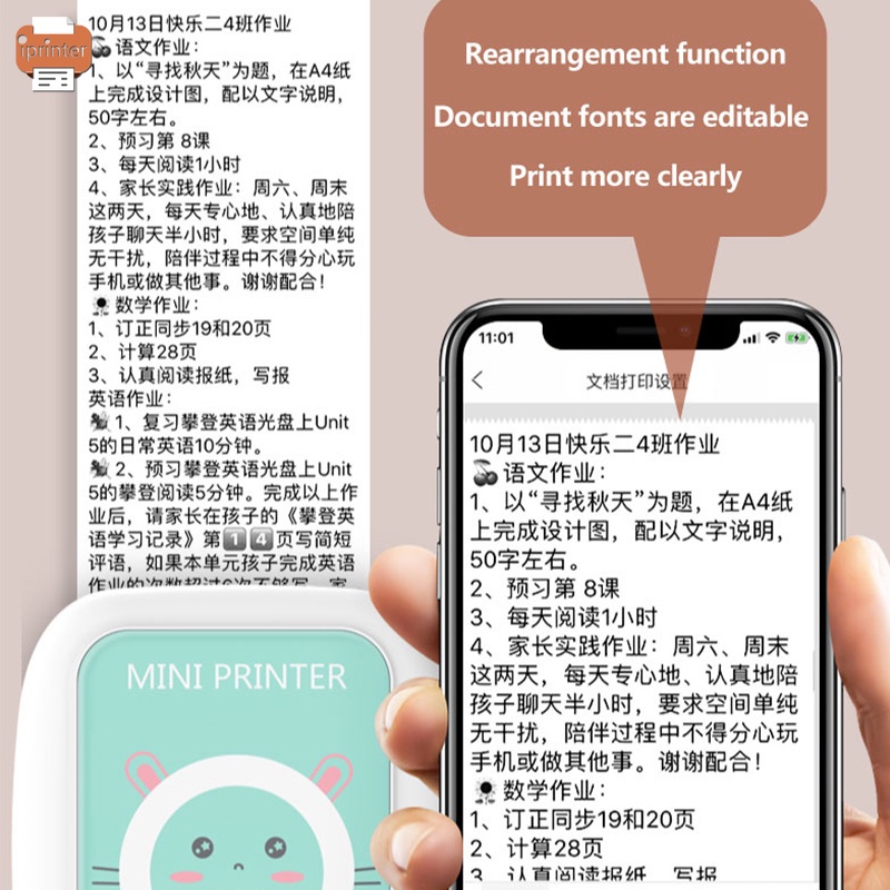 ✨Kho Sẵn Sàng✨Máy In Nhãn Mini Bỏ Túi In Hình Chú Mèo Dễ Thương