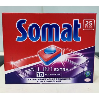 Viên somat - Viên rửa bát và làm bóng cao cấp Somat All in 1 hộp 25 viên - Đức
