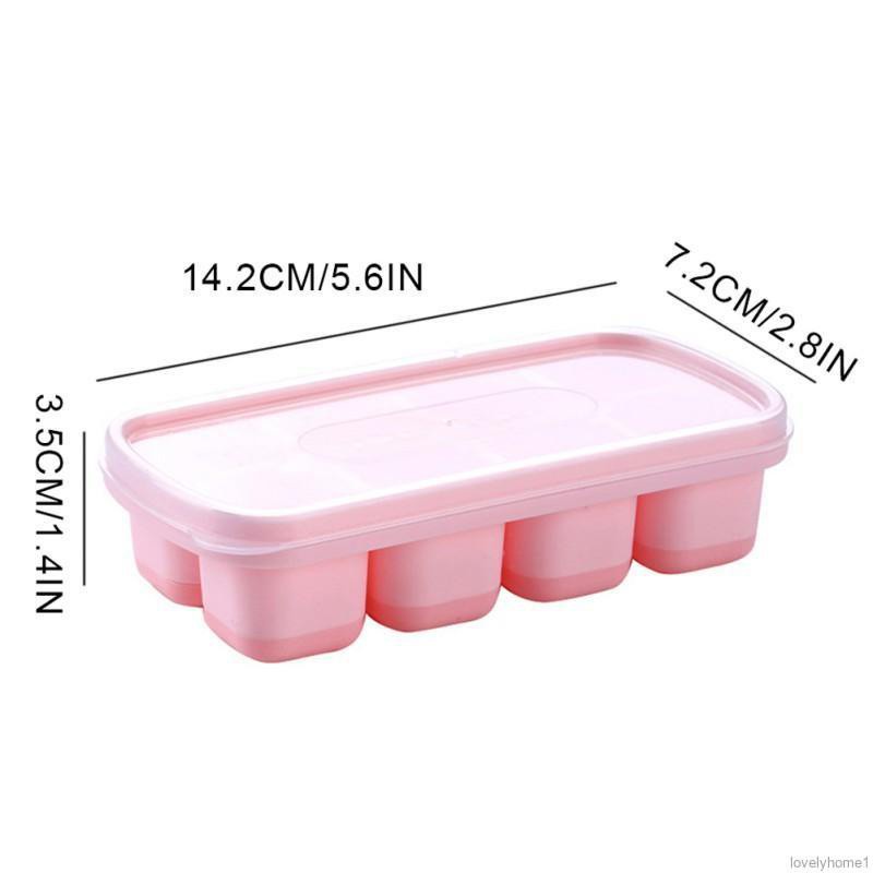 Khay Làm Đá Viên Bằng Silicon Mềm Có Nắp Đậy Tiện Dụng