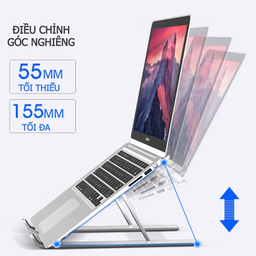 Giá đỡ tản nhiệt cho laptop máy tính bảng, chất liệu hợp kim nhôm siêu nhẹ, làm mát cực nhanh, tặng kèm túi đựng