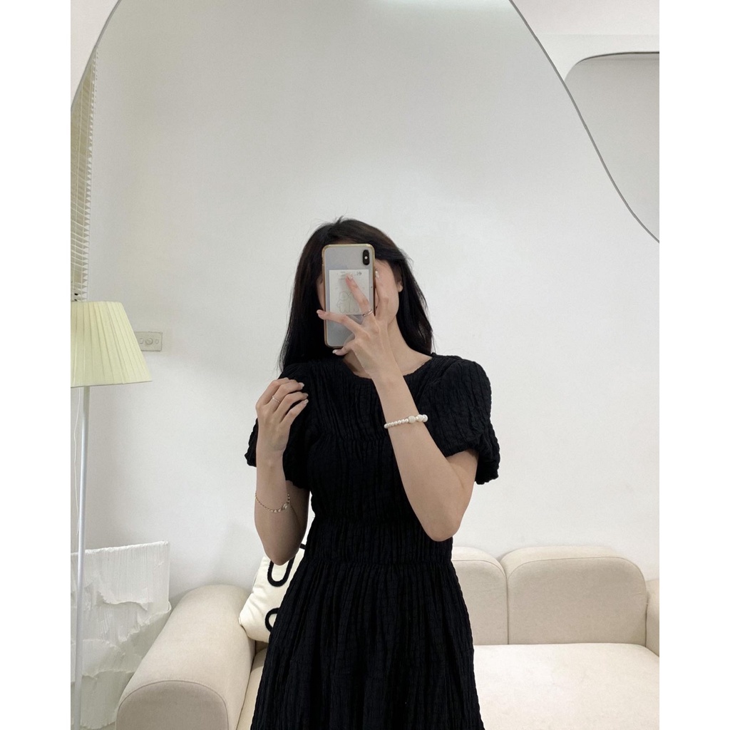 Váy đũi xốp cổ tròn xếp tầng cộc tay V683 SUSTORE