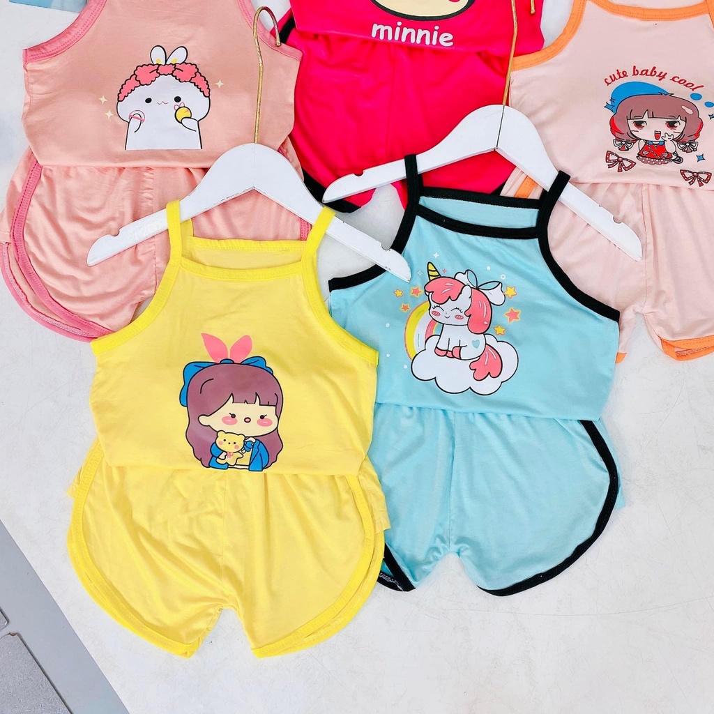 *** Free Ship *** Bộ Áo 2 Dây Chào Hè Minky Mom Chất Thun Lạnh Siêu Dễ Thương Cho Bé Gái