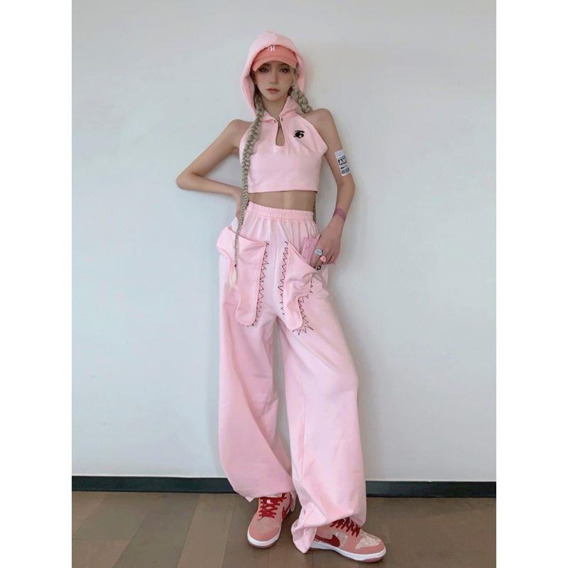 Set Áo Hai Dây + Quần Dài Lưng Cao Ống Đứng Phong Cách Phương Tây Thời Trang Mùa Hè Cho Nữ