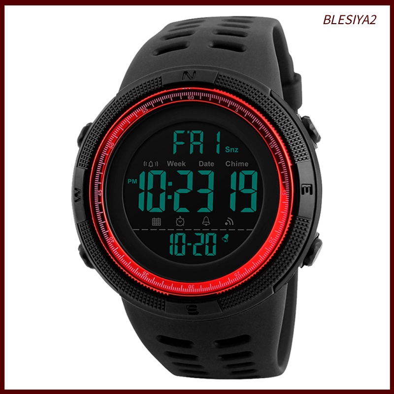 [BLESIYA2] 1251 Men's Digital Sports Watch Waterproof Stopwatch Countdown Auto Date Alarm