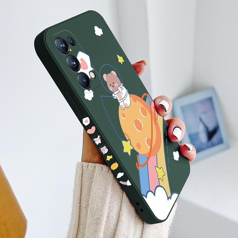 Ốp Điện Thoại TPU Dẻo Viền Thẳng Họa Tiết Hoạt Hình Dễ Thương Cho oppo reno 4 reno 5 reno 3 reno2 f reno 6