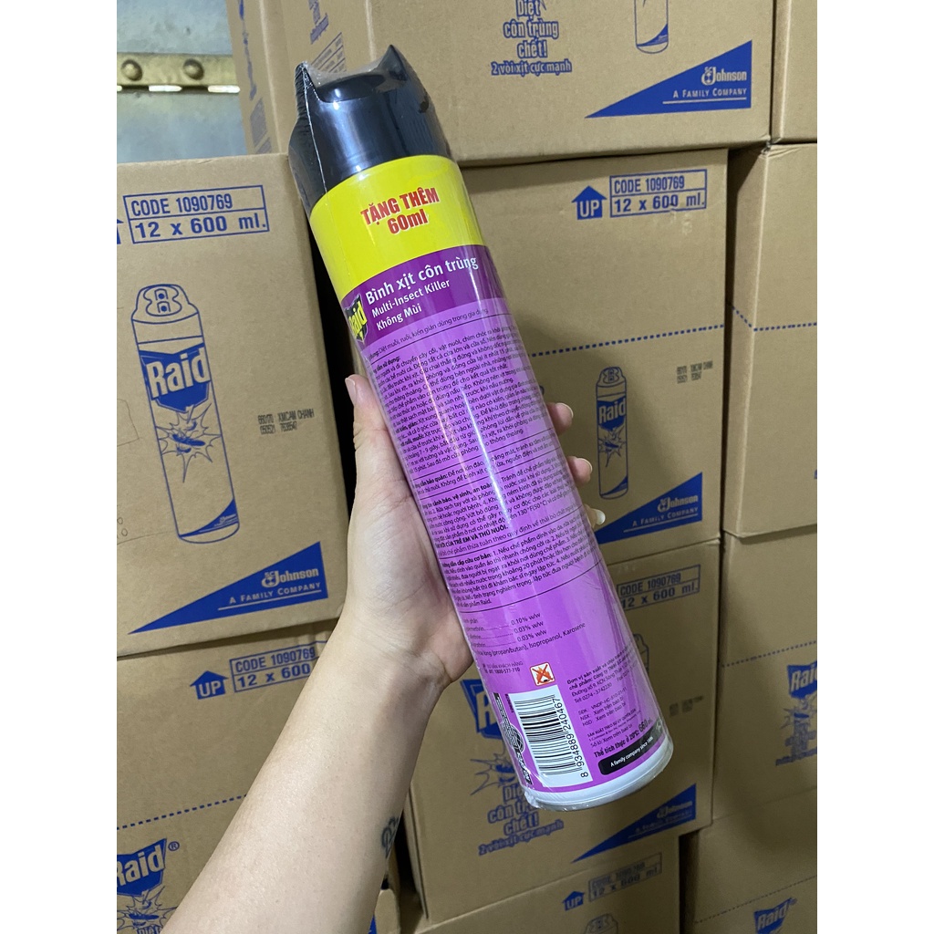 JS RAID Bình xịt côn trùng, xịt muỗi 600ml