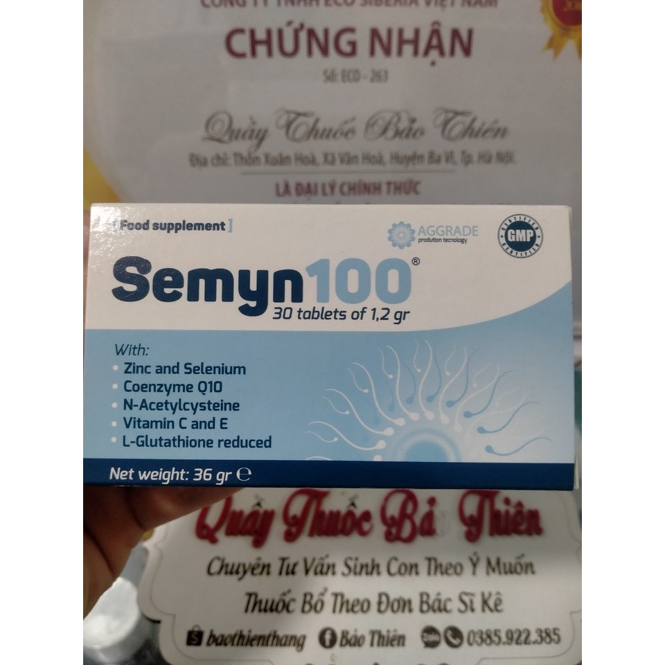 Semyn 100 - hỗ trợ chức năng sinh sản nam giới