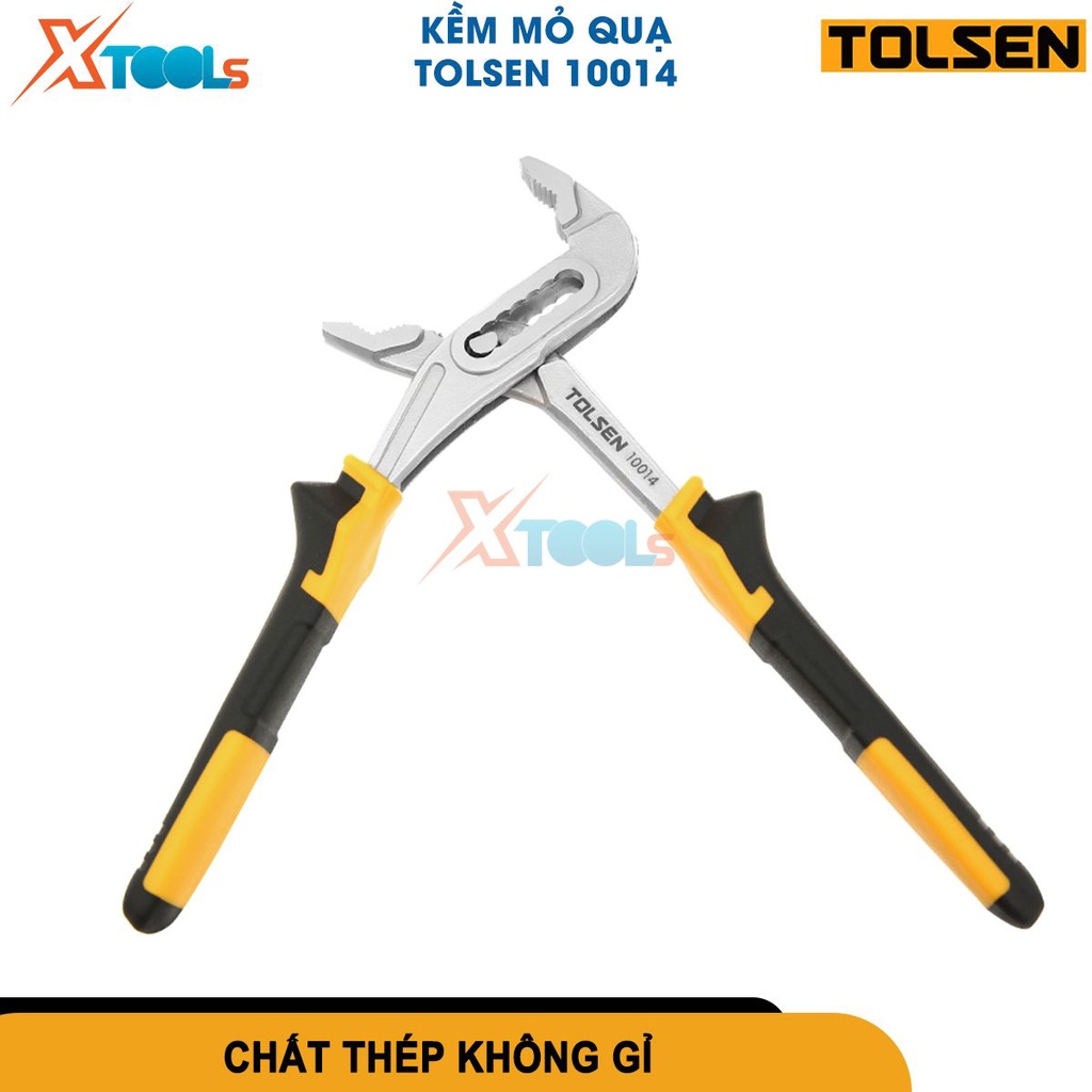 Kìm mỏ quạ 250mm Tolsen 10014 có 7 nấc điều chỉnh độ rộng miệng kẹp tối đa 35cm hợp kim thép chống gỉ[CHÍNH HÃNG][XTOOLS