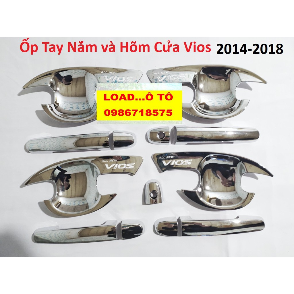 BỘ ỐP TAY NẮM + HÕM CỬA VIOS ĐỜI 2014 - 2018 NHỰA ABS MẠ CROM CAO CẤP