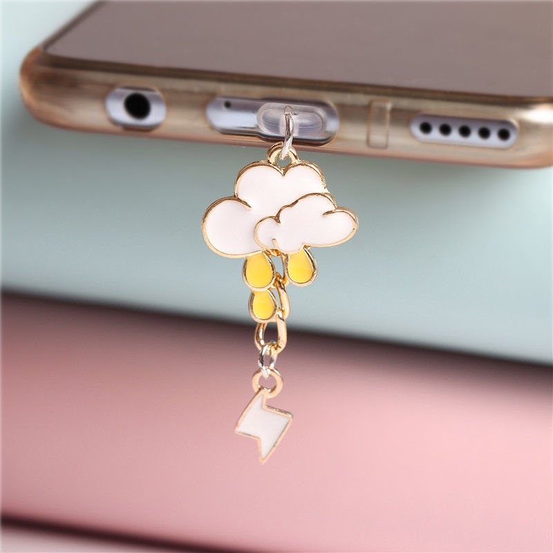 Nút Bịt Chống Bụi Chống Bụi Hình Đám Mây Mưa Cho Cổng Sạc Điện Thoại Di Động