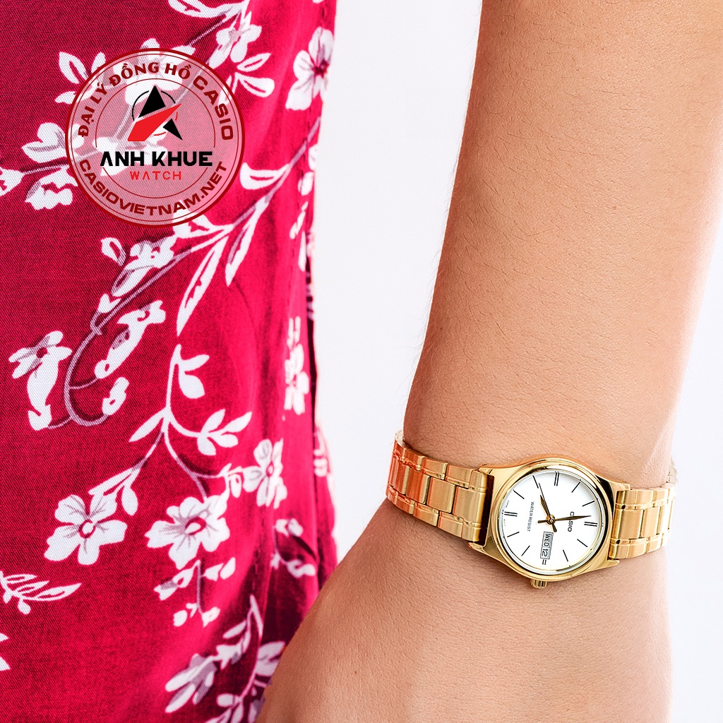 Đồng Hồ Casio | Nữ LTP-V006G-7BUDF | Dây Kim Loại Mạ Vàng | Lịch Hiển Thị Thứ &amp; Ngày