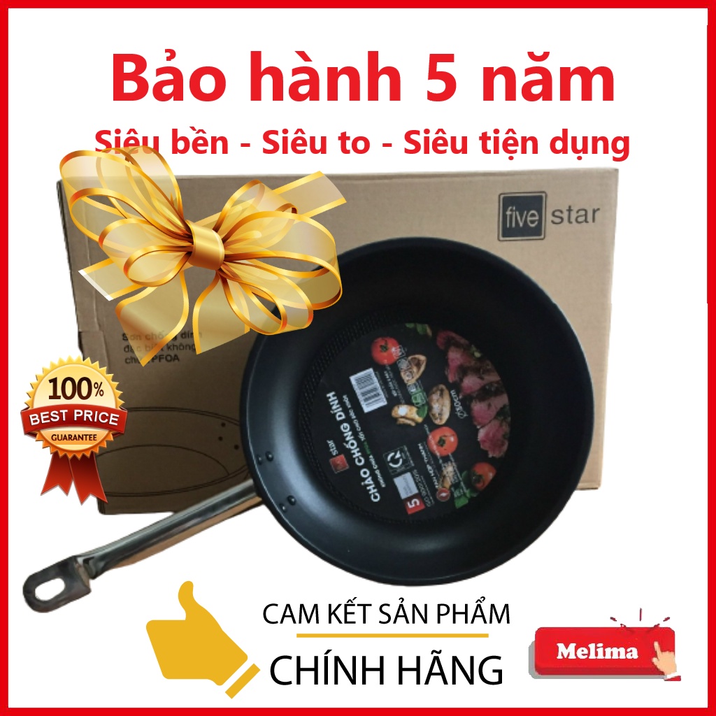 Chảo chống dính cao cấp FiveStar Bảo hành chính hãng 05 năm, Đường kính D30 siêu to, Dùng được trên mọi loại bếp