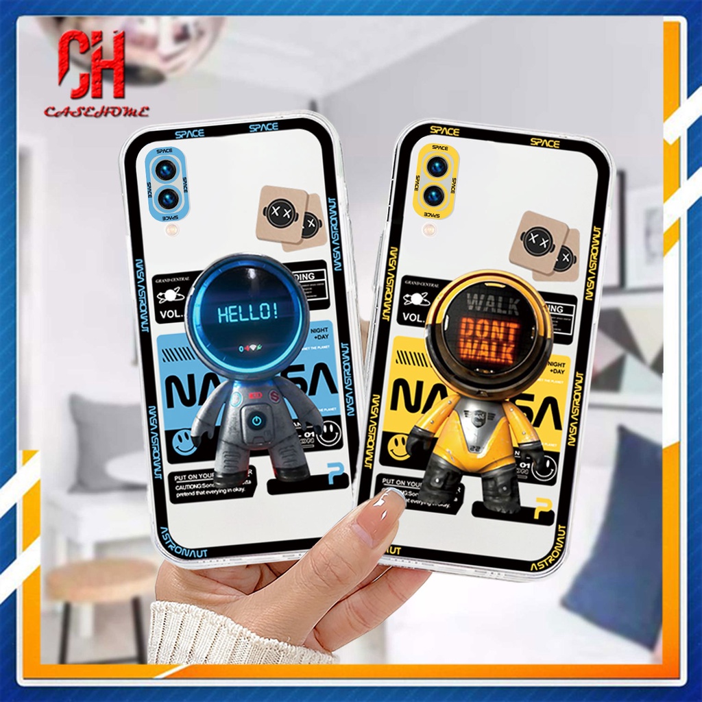 Case VIVO Y20 Y15S Y91C Y21 2021 Y21A Y21T Y12S Y12 Y30 Y21S Y20S Y12i Y01 Y91 Y30i Y93 Y95 Y15 Y17 Y50 Y53S Y51 2020 Y51A Y33T Y10 Y33S Y1S Y11 Y31 Y20i Y91i Space Astronaut Soft TPU Transparent Soft Case