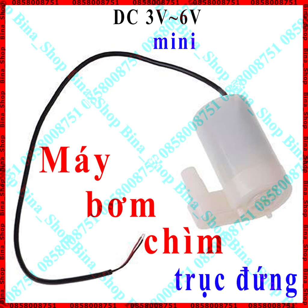 Máy bơm chìm mini trục đứng DC 3.2v ~ 6v trắng/đen (tự chọn)