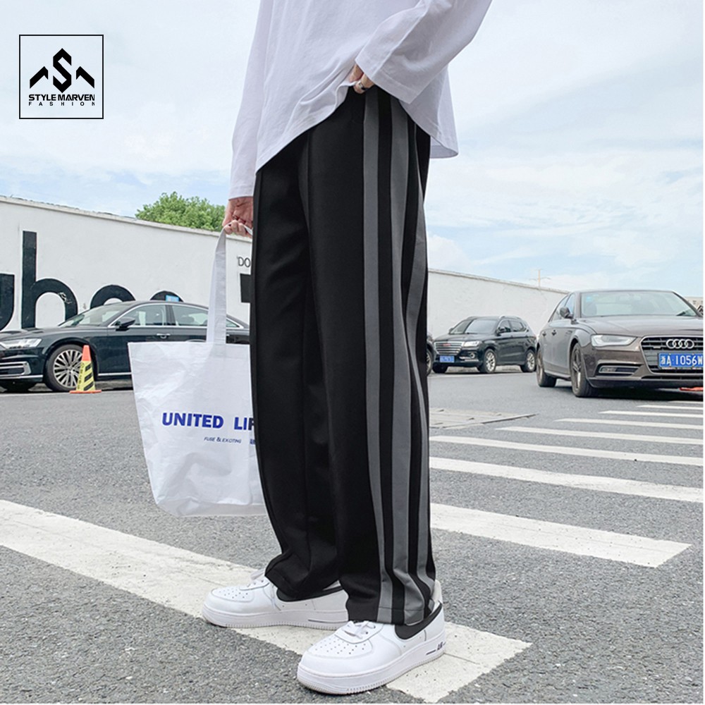 Quần culottes nam ống rộng STYLE MARVEN phối ba sọc thể thao - QUAN SM079