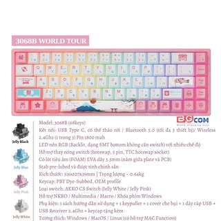 [Chính hãng] Bàn phím cơ không dây AKKO 3068B Multi modes Series (Bluetooth 5.0|Wireless 2.4Ghz|Hotswap / Foam tiêu âm)