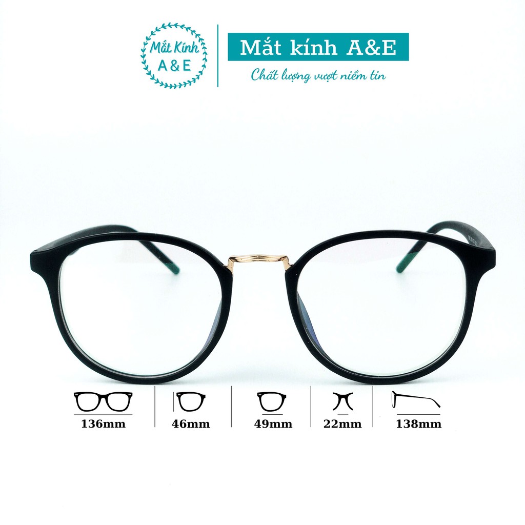 Kính mắt tròn nữ AMIE Eyewear gọng kính cận nhựa dẻo 209 thiết kế đơn giản phụ kiện thời trang