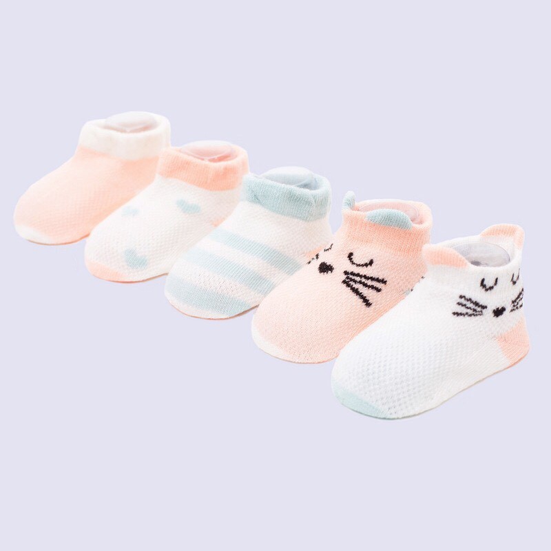 Set 5 Đôi Vớ/Tất Lưới Tai Mèo Cổ Ngắn Kids Socks Cho Bé Loại Đẹp