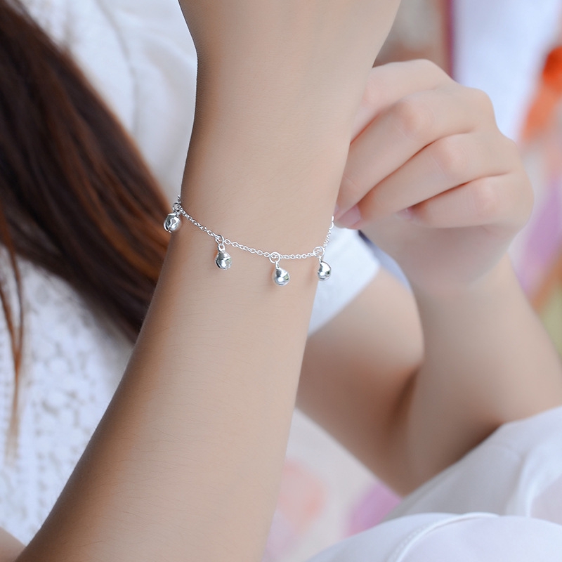 925 sterling silver plated bangle/bracelet with trendy pretty bells