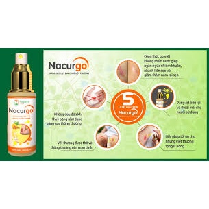 Nacugo nghệ, xịt bảo vệ vết thương và tái tạo da non, mau lành.