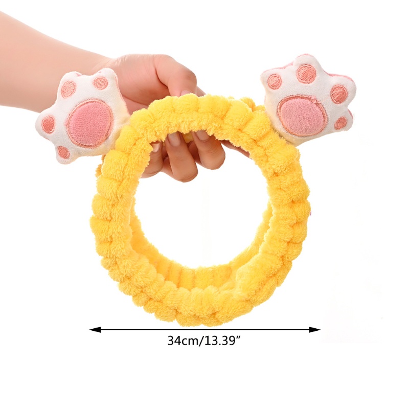 Băng Đô Cài Tóc Rửa Mặt / Trang Điểm Hình Chân Mèo Bằng Vải Flannel Mềm Co Giãn Dành Cho Bạn Nữ