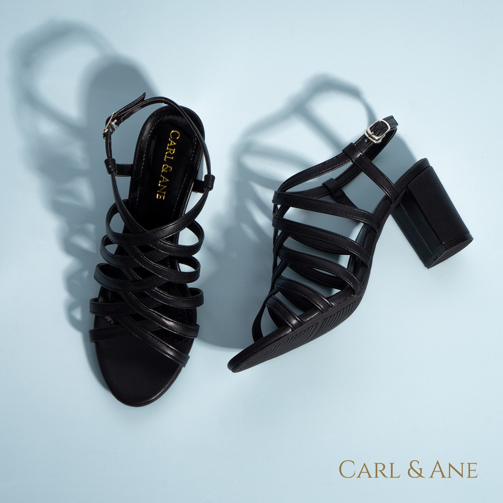 Carl &amp; Ane - Sandal cao gót nữ kiểu dáng chiến binh thời trang màu đen _ CS001