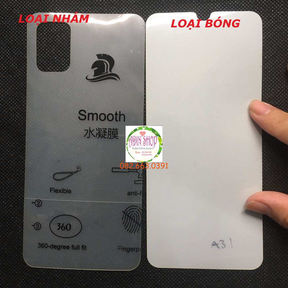 Dán PPF Samsung A31 dành cho màn hình, mặt lưng, full lưng viền siêu bảo vệ loại bóng, nhám