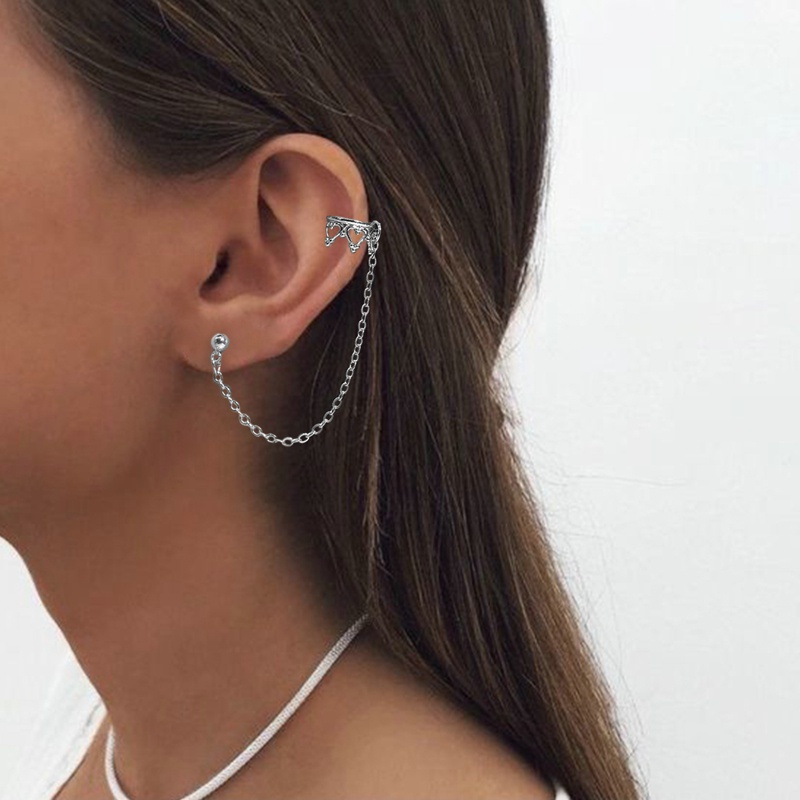 Khuyên Kẹp Tai Chữ U Tua Rua Đính Đá Zircon Thời Trang Cho Nữ