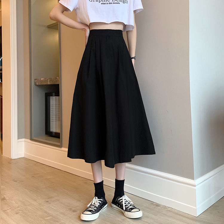Chân váy chữ A lưng cao dáng rộng thời trang Nhật Hàn cho nữ