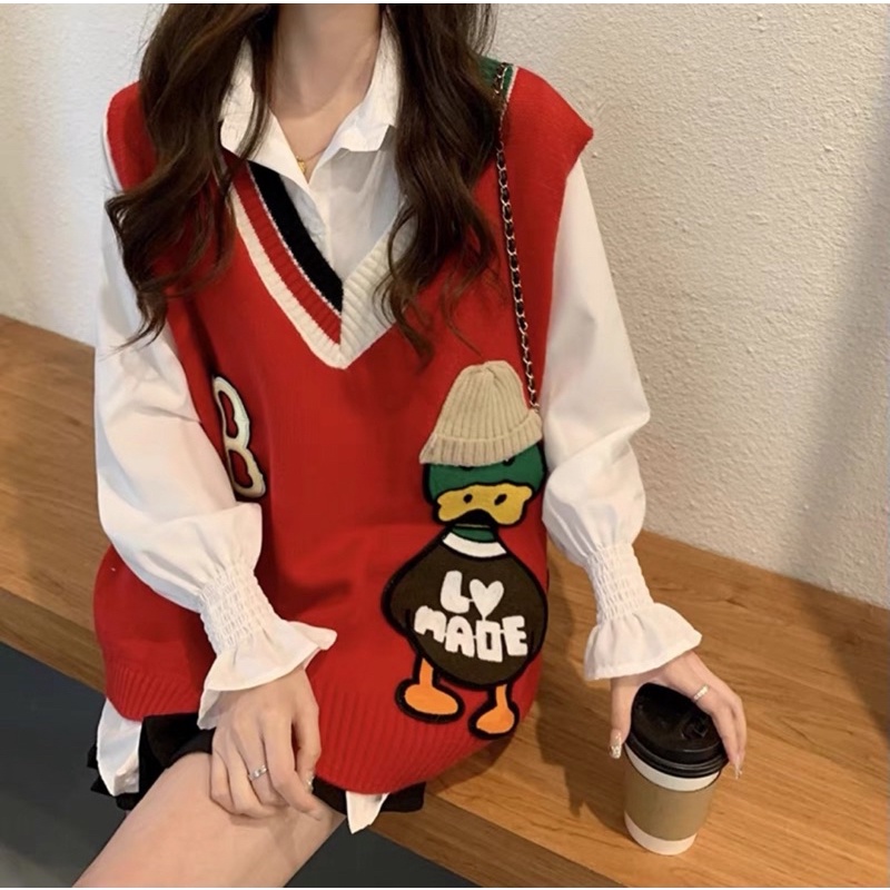 Áo len gile hình vịt