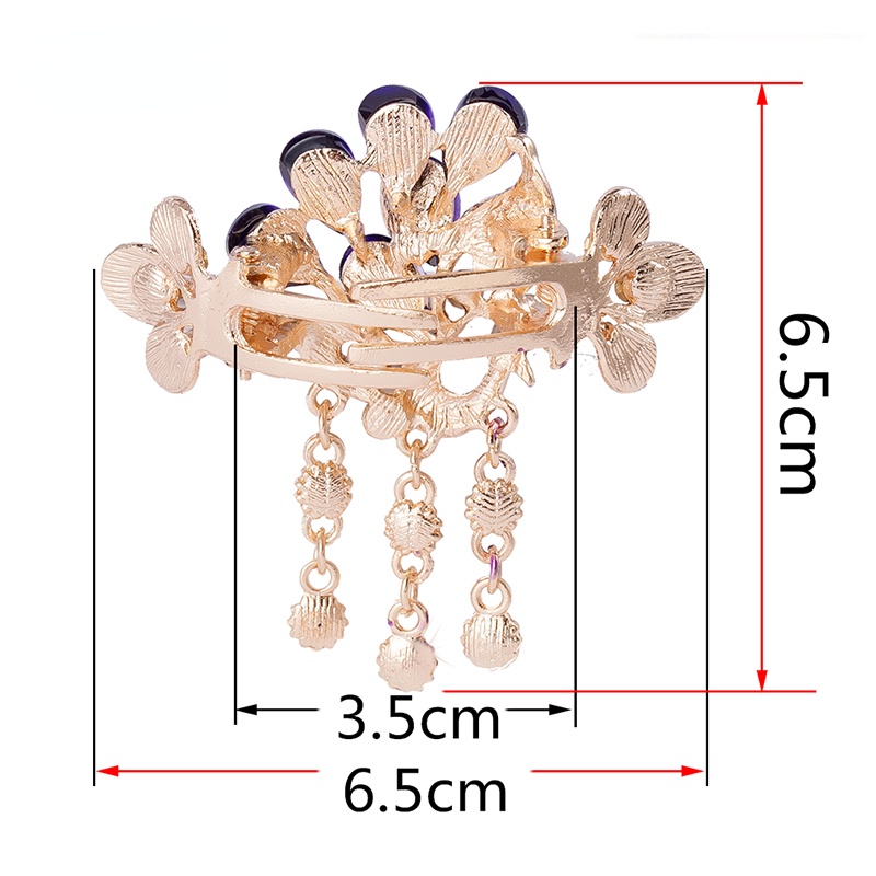 Trâm Cài Tóc Hình Hoa Đính Đá Phối Tua Rua Phong Cách Retro Trung Hoa