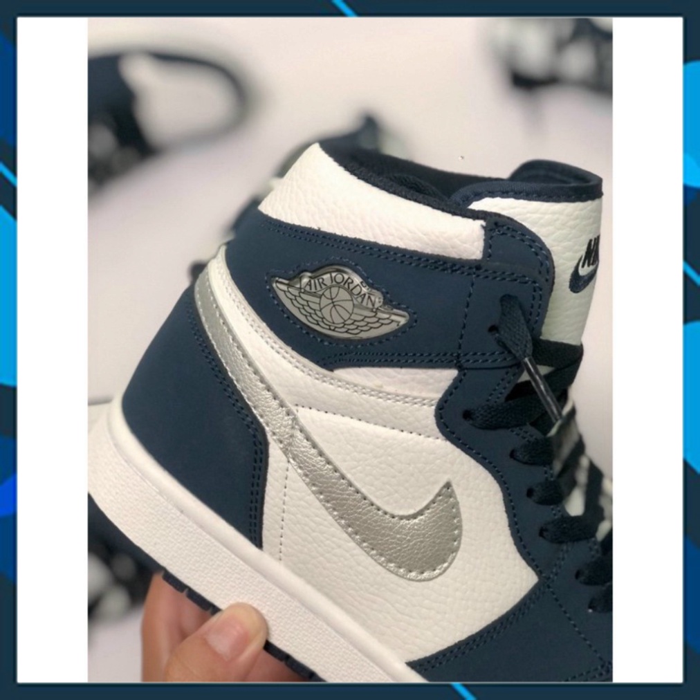 Giày thể thao air jordan 1 retro high midnight navy, giày jd xanh than cổ cao nam nữ phong cách thời trang