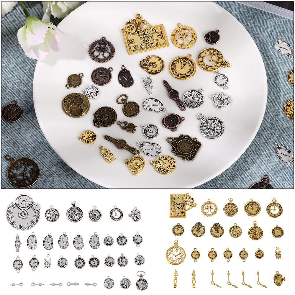 Túi 50g Hạt Charm Hình Đồng Hồ Phong Cách Steampunk Cổ Điển Tự Làm Trang Sức