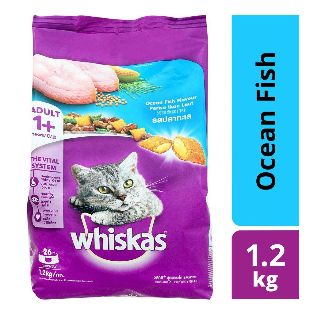 [pet][1.2 kg] Whiskas Thức Ăn Hạt Cho Mèo Vị Cá Biển