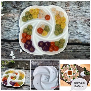  Đĩa Xoáy Hoa Hồng Đĩa Vuông Đĩa Xoáy Nhiều Ngăn Gốm Sứ Bát Tràng Cao Cấp Đựng Bánh Trôi Chay Rau Củ 2 Size 