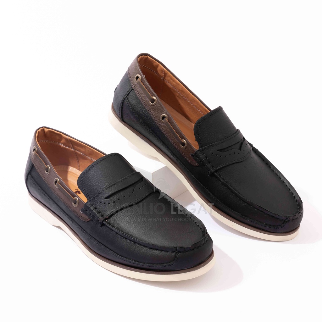 Giày lười nam Slip on nam da thật Manlio Legat 4 màu đen, xanh, nâu bóng, nâu sáp G044-BN G945-NV G424-BN G845-B