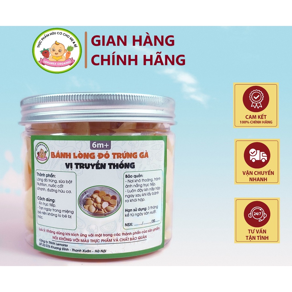 Bánh Ăn Dặm - Bánh Lòng Đỏ Trứng Gà Vị Truyền Thống Cho Bé Từ 6 Tháng (Hũ 500ml)