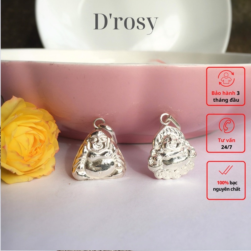 Mặt phật di lặc, mặt ông địa bạc ta nguyên chất loại vừa dài 3 cm cho bé yêu