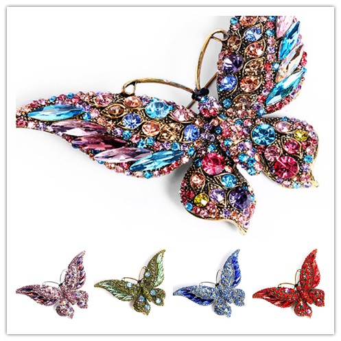 Ghim cài áo hình bướm đính đá giả thời trang cho nữ