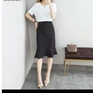 (big size) chân váy suông chấm bi đuôi cá dài C024
