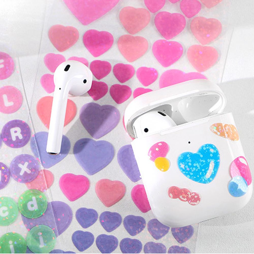 Miếng dán trang trí sổ tay họa tiết hoạt hình màu laser trái tim chống thấm nước