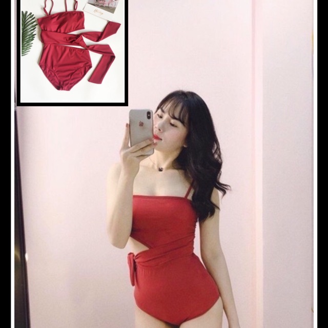 [mẫu mới] Bộ bơi liền mảnh cut hông cột eo nơ quyến rũ