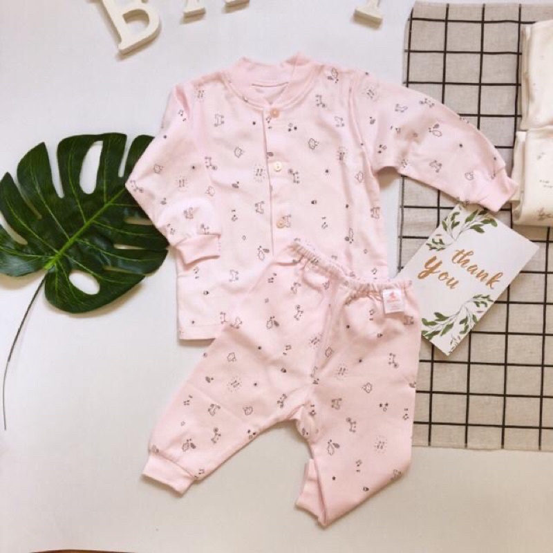 Bộ dài tay mewborn Miomio mỏng 0-1m
