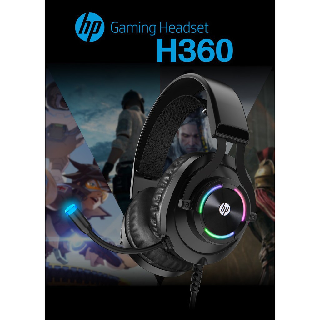 HÀNG CAO CẤP -  Tai nghe gaming HP H360 led RGB - tích hợp 1 jack cắm 3,5mm cho micro và phone (Đen)  - Hàng Cao Cấp