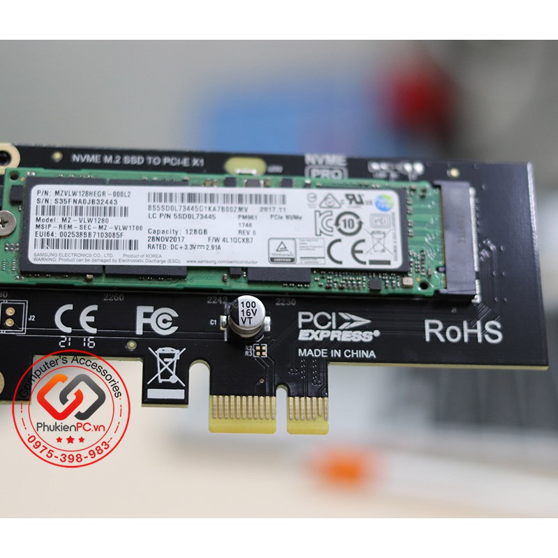 Card chuyển đổi ổ cứng SSD M2 PCIe NVMe sang PCIe 1X