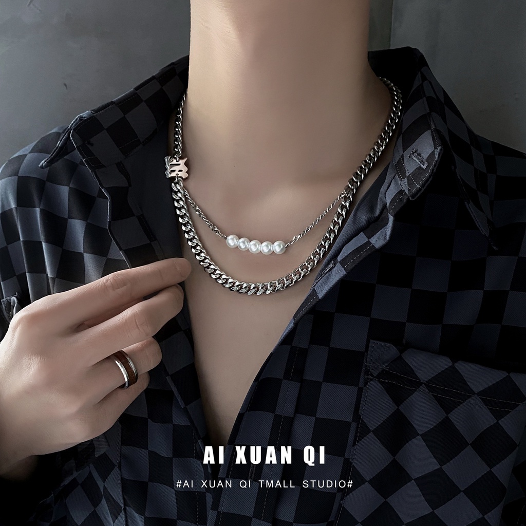 Vòng cổ Chuỗi Ngọc Trai Phong Cách Hip Hop Thời Trang Cho Nam Và Nữ