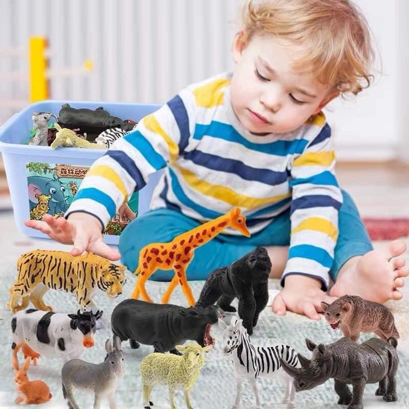Bộ đồ chơi mô hình động vật 58 chi tiết thú rừng hoang dã nhựa an toàn giúp bé nhận biết thế giới xung quanh ( hàng loại